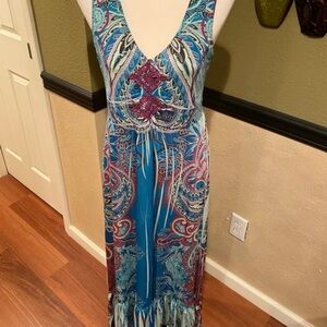 Unity Blue and Purple Paisley Maxi Dress